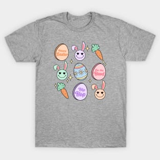 Happy Easter, Cute Easter Egg Hunt, Carrot Bunny Smiley Face T-Shirt